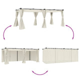 Gazebo with Curtains Cream 6x3 m Steel 4003920