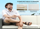 3 Seater Rattan Sofa All-Weather Wicker Weave Metal Frame Chair with Fire Resistant Cushio-Cream T3398P323866