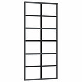 Sliding Door with Hardware Set Black 90x205 cm ESG Glass 3375851