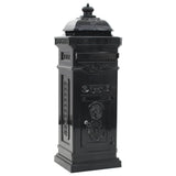 43888 Pillar Letterbox Aluminium Vintage Style Rustproof Black