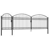 Garden Fence Gate with Arched Top Steel 2x5 m Black 144372