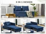 Convertible Single Sofa Bed with Thick Padded Seat, 3-in-1 Multi-Functional Sleeper Chair Bed with T3398P342243