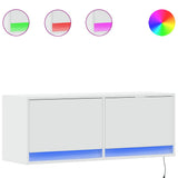 TV Wall Cabinet with LED Lights White 100x31x35 cm 852362