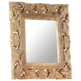 Hand Carved Mirror Brown 50x50 cm Solid Mango Wood 321638