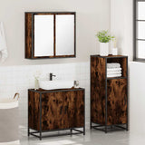 3 Piece Bathroom Furniture Set Smoked Oak Engineered Wood 3300947