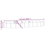 Garden Raised Bed Galvanised Steel 373x140x36 cm Grey 319034