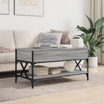 ZNTS Coffee Table Grey Sonoma 100x50x50 cm Engineered Wood and Metal 845359