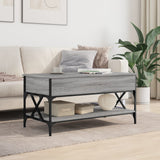 ZNTS Coffee Table Grey Sonoma 100x50x50 cm Engineered Wood and Metal 845359