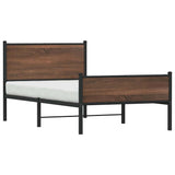 Metal Bed Frame without Mattress Brown Oak 107x203 cm 4007954
