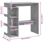 Bar Table with Storage Rack Concrete Grey 100x50x101.5cm Engineered Wood 809453