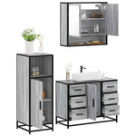 ZNTS 3 Piece Bathroom Furniture Set Grey Sonoma Engineered Wood 3300993