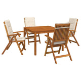 5-Piece Garden Dining Set 5 pcs Natural Solid Acacia Wood 3434614