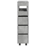 Narrow Bathroom Cabinet with Wheels Concrete Grey Engineered Wood 855271