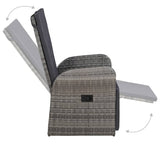 ZNTS 7 Piece Garden Dining Set with Cushions Grey Poly Rattan 3095283