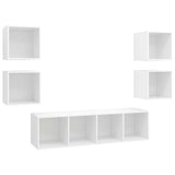 5 Piece TV Cabinet Set White Engineered Wood 3079619