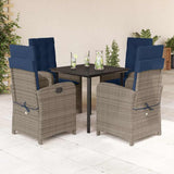 5 Piece Garden Dining Set with Cushions Grey Poly Rattan 3212441