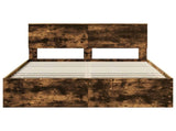 Bed Frame with Drawer Smoked Oak 135 x 190 cm Engineer Wood 3410718