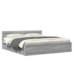 Bed Frame with Headboard without Mattress Grey Sonoma 180x200 cm Super King 3295546