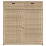 Garden Storage Cabinet Beige 105x55x113 cm Poly Rattan 365566