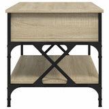 Coffee Table Sonoma Oak 100x50x50 cm Engineered Wood and Metal 845357