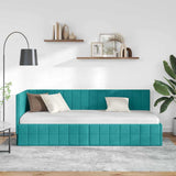 Corner Bed Frame with Headboard Turquoise 80 cm x 200 cm Velvet 42016376