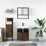 ZNTS 3 Piece Bathroom Furniture Set Brown Oak Engineered Wood 3214699