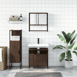 ZNTS 3 Piece Bathroom Furniture Set Brown Oak Engineered Wood 3214699