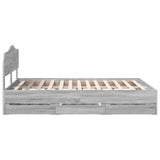 Bed Frame with Drawer Grey Sonoma 140 x 200 cm Engineer Wood 3413003