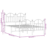 Metal Bed Frame without Mattress with Footboard White 120x190cm 353503