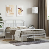 Bed Frame White Powder-Coated Steel Small Double Bed Frame 353681
