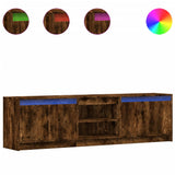 TV Cabinet with LED Smoked Oak 180x34x50 cm Engineered Wood 3307916