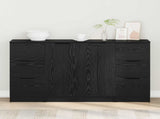 Sideboard with Drawer 3 pcs Black Oak Engineered Wood 3332544