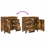 Bathroom Vanity Unit Smoked Oak 60 x 35 x 60 cm Engineered Wood 889380