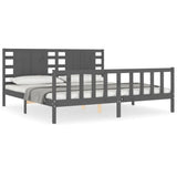 Bed Frame without Mattress Grey 200x200 cm Solid Wood Pine 3192838