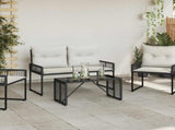 Outdoor Table Black 80 x 40 x 40 cm PE Rattan and Glass 42025182