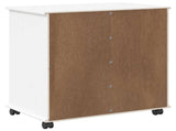 Rolling Cabinet White 63.5 x 39 x 65.5 cm Solid Pine Wood 42028377