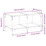 Coffee Table with Transparent Glass Top 78.5x40x40 cm Steel 845976
