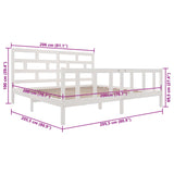 3101369 Bed Frame without Mattress White Solid Wood 200x200 cm