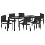 Garden Dining Set 7 pcs Black Poly Rattan 3365396