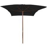 ZNTS Garden Parasol with Wooden Pole Black 200x300 cm 313760