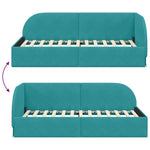 Corner Bed Frame with Headboard Turquoise 100 x 200 cm Velvet 42016664
