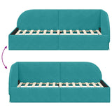 Corner Bed Frame with Headboard Turquoise 100 x 200 cm Velvet 42016664