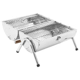 ZNTS Portable Tabletop Charcoal BBQ Grill Stainless Steel Double Grids 47852