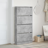 Shoe Cabinet with 4 Flip-Drawers Concrete Grey 80x21x163.5 cm 3214367