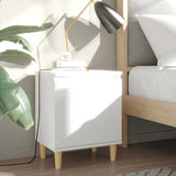 Bed Cabinets with Solid Wood Legs 2 pcs White 40x30x50 cm 805816