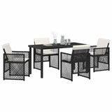 Garden Dining Set 5 pcs Black Poly Rattan 3380618