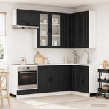 Kitchen Unit PORTO 8 pcs Black Engineered Wood 3438498