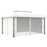 ZNTS Gazebo with Curtain 4x3 m Cream White Aluminium 3053375