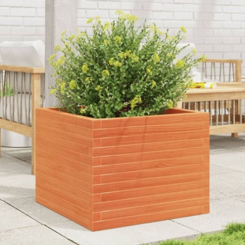 ZNTS Garden Planter Wax Brown 60x60x46 cm Solid Wood Pine 3282411