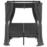 Sun Lounger With Curtains Anthracite Powder-coated steel, fabric 313930